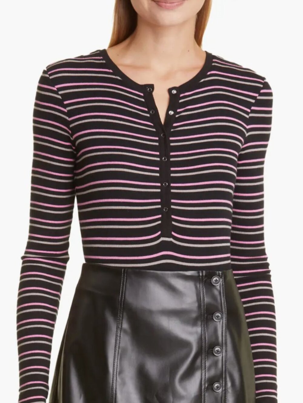 Stripe Henley Bodysuit ATM Anthony Thomas Melillo Size M